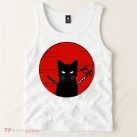 I Love Cats Japanese Sunset Samurai Cat Kitten Lover Tank Top thumb 2