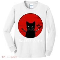 I Love Cats Japanese Sunset Samurai Cat Kitten Lover Kids Long Sleeve Shirt thumb 0