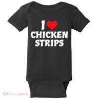 I Love Chicken Strips Crispy Chicken Fingers Fast Food Lover  Baby Bodysuit thumb 0