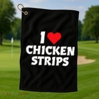 I Love Chicken Strips Crispy Chicken Fingers Fast Food Lover  Golf Towel thumb 1