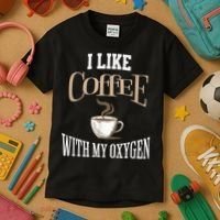 I Like Coffee With My Oxygen Coffee Quote For Coffee Lovers Kids T-Shirt thumb 3