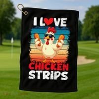 I Love Chicken Strips Crispy Chicken Fingers Fast Food Golf Towel thumb 1