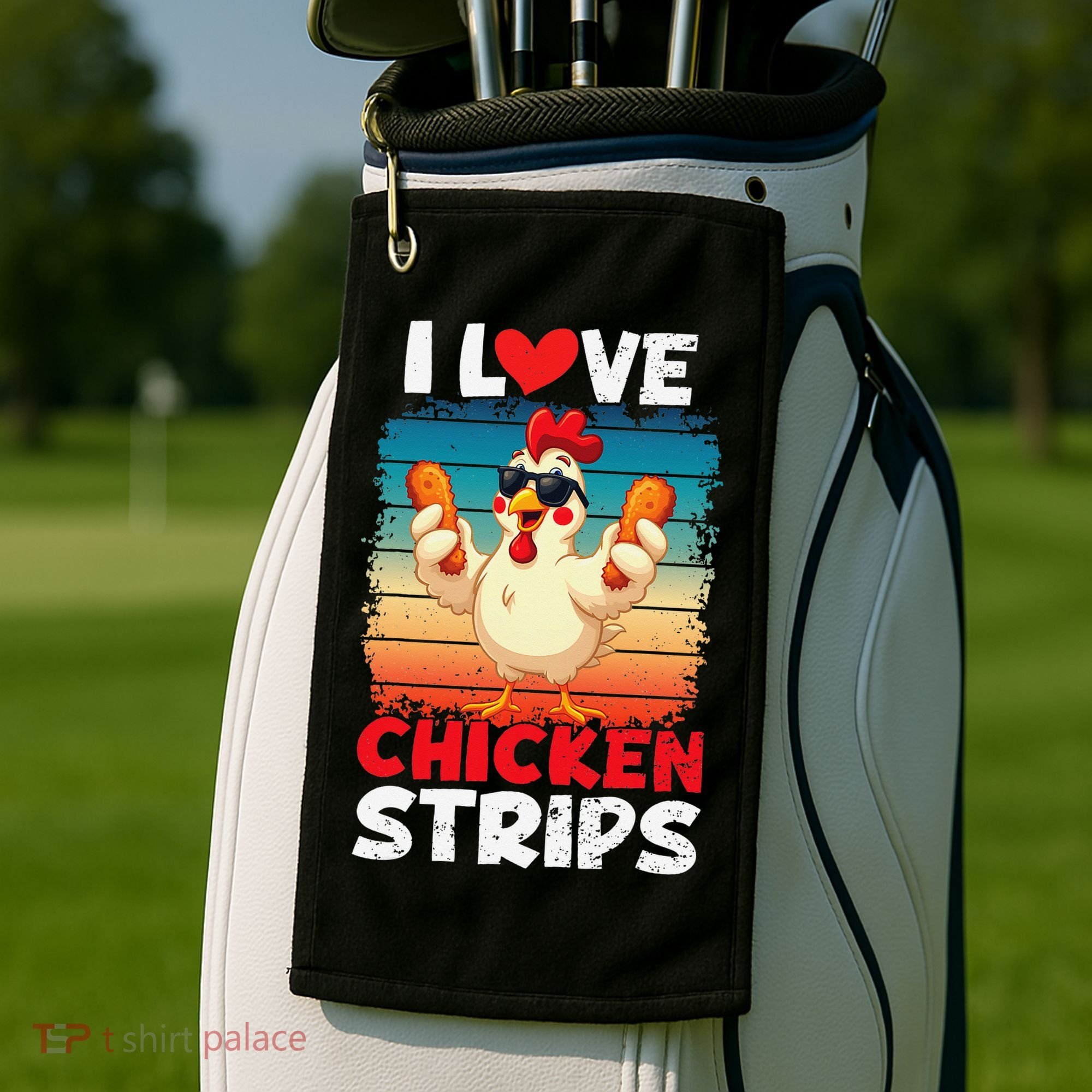I Love Chicken Strips Crispy Chicken Fingers Fast Food Golf Towel