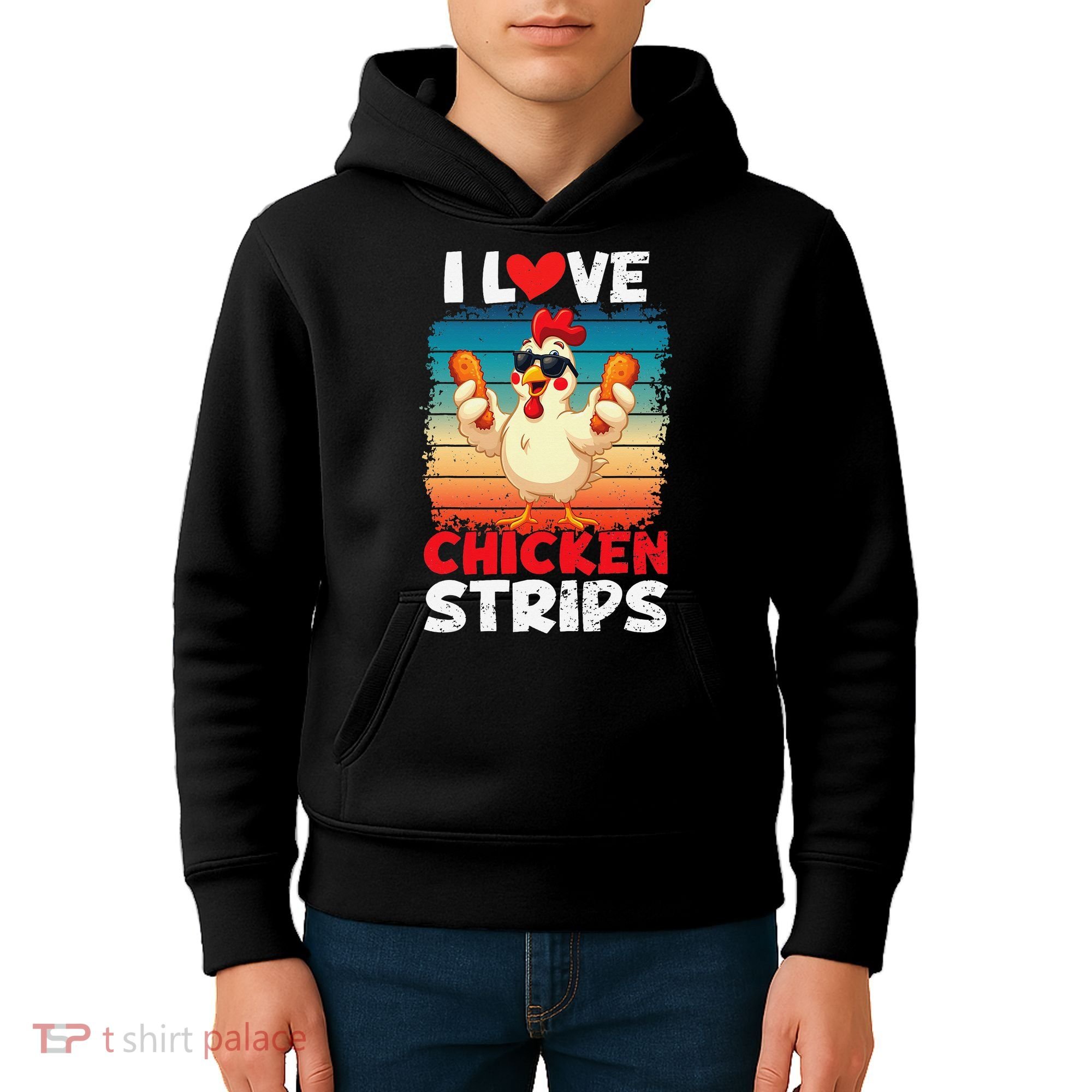I Love Chicken Strips Crispy Chicken Fingers Fast Food Kids Hoodie