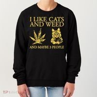 I Like Cats And Weed And Maybe 3 People Women's Sweatshirt thumb 0
