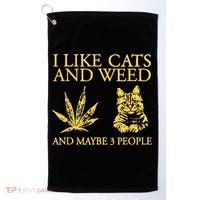 I Like Cats And Weed And Maybe 3 People Golf Towel thumb 0