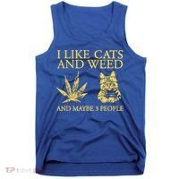 I Like Cats And Weed And Maybe 3 People Tank Top thumb 0