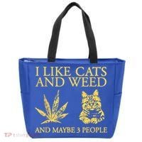 I Like Cats And Weed And Maybe 3 People Tote Bag thumb 0