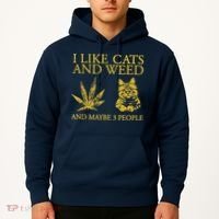 I Like Cats And Weed And Maybe 3 People Hoodie thumb 2