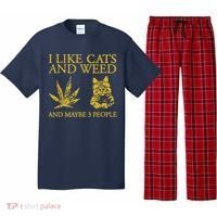 I Like Cats And Weed And Maybe 3 People Pajama Set thumb 0