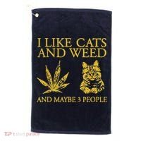 I Like Cats And Weed And Maybe 3 People Golf Towel thumb 0