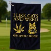 I Like Cats And Weed And Maybe 3 People Golf Towel thumb 1