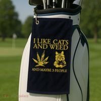 I Like Cats And Weed And Maybe 3 People Golf Towel thumb 2