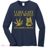 I Like Cats And Weed And Maybe 3 People Women's Long Sleeve Shirt thumb 0