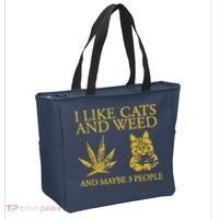 I Like Cats And Weed And Maybe 3 People Tote Bag thumb 2
