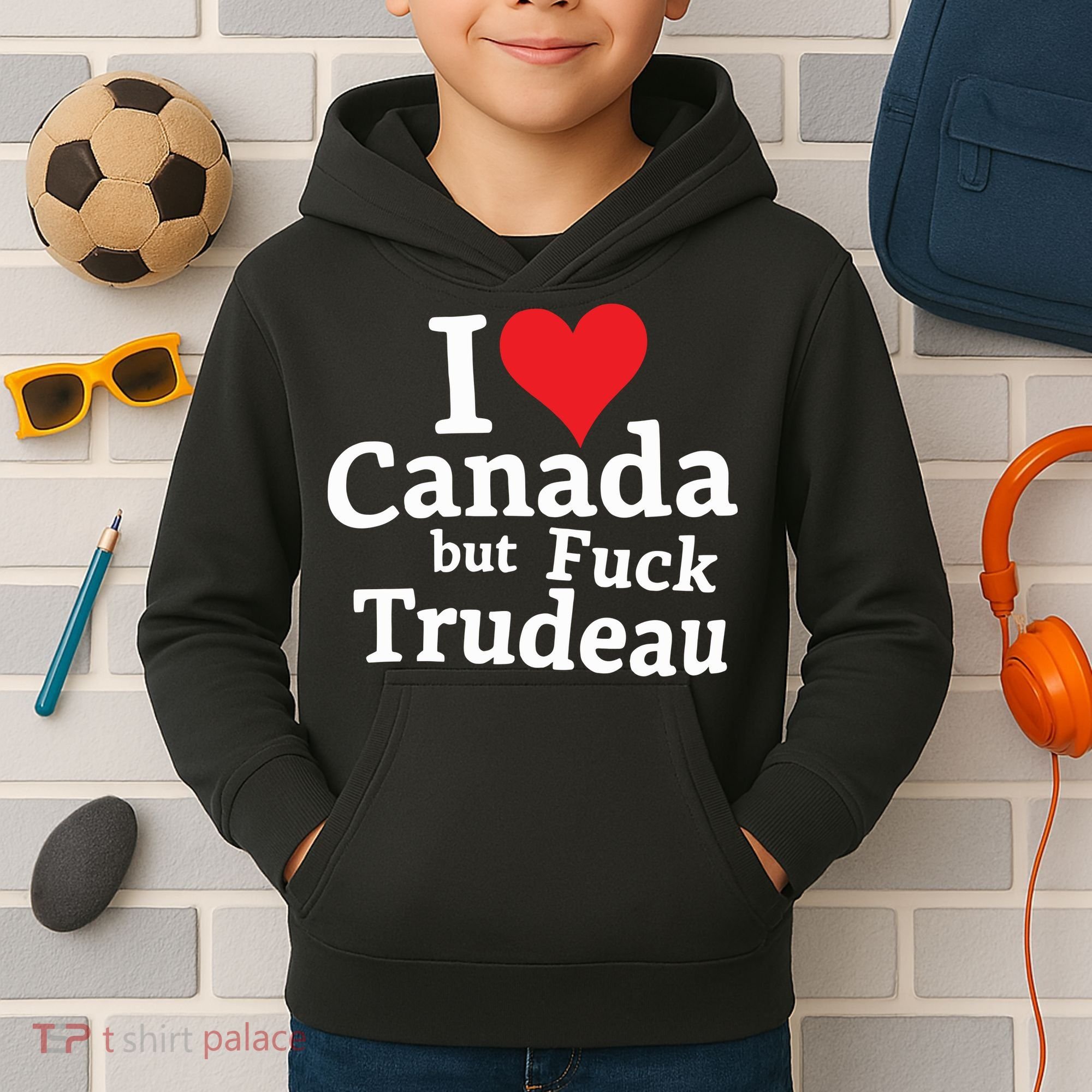 I Love Canada But Fuck Trudeau Kids Hoodie
