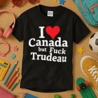 I Love Canada But Fuck Trudeau Kids T-Shirt thumb 3
