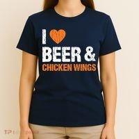 I Love Chicken Wings & Beer Funny Food Eating Lover Gift T-Shirt thumb 4
