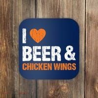 I Love Chicken Wings & Beer Funny Food Eating Lover Gift Coaster thumb 0