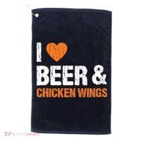 I Love Chicken Wings & Beer Funny Food Eating Lover Gift Golf Towel thumb 0