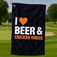 I Love Chicken Wings & Beer Funny Food Eating Lover Gift Golf Towel thumb 1