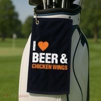 I Love Chicken Wings & Beer Funny Food Eating Lover Gift Golf Towel thumb 2