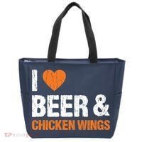 I Love Chicken Wings & Beer Funny Food Eating Lover Gift Tote Bag thumb 0