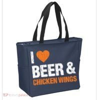 I Love Chicken Wings & Beer Funny Food Eating Lover Gift Tote Bag thumb 2