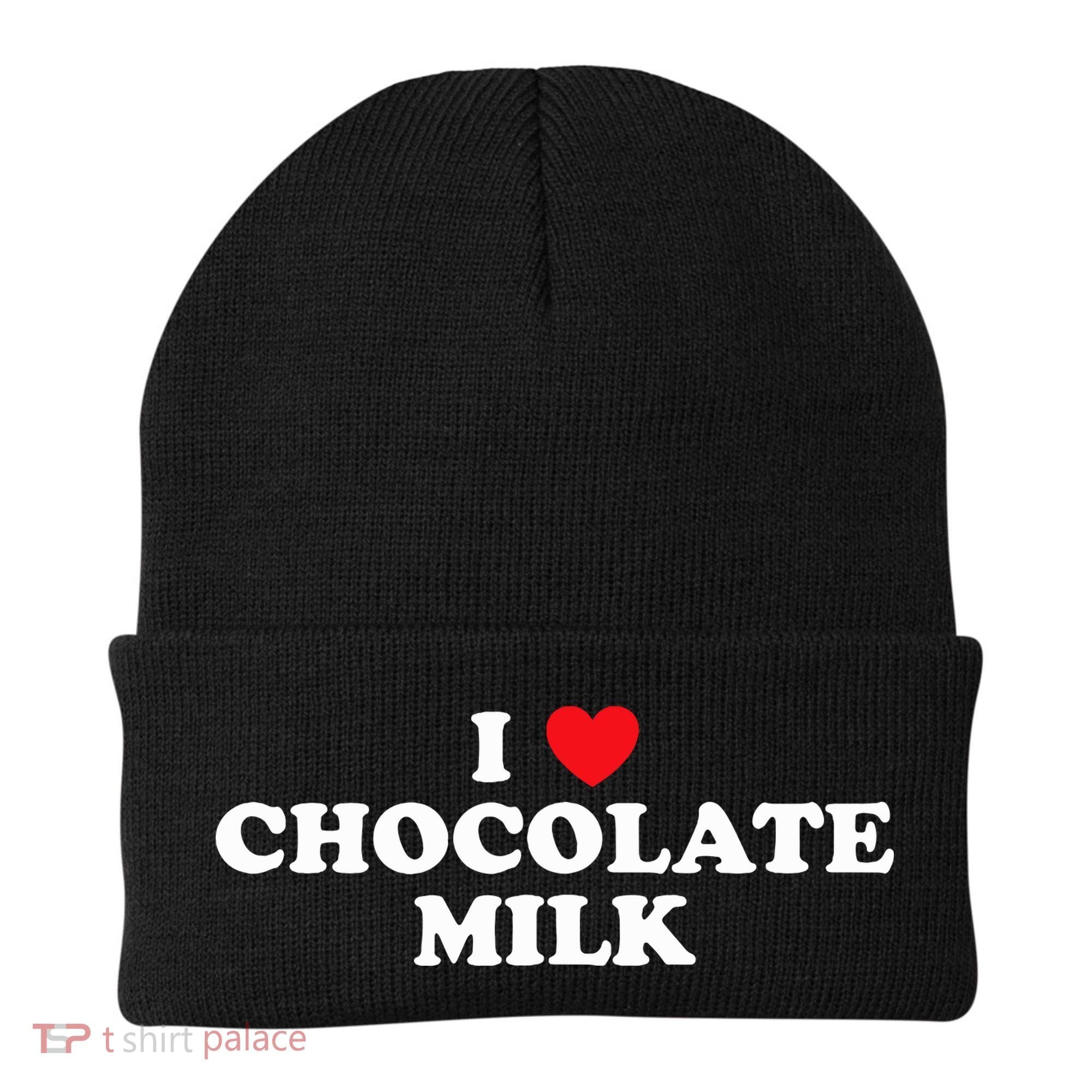 I Love Chocolate Milk Heart Yummy Drink Beanie