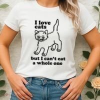 I Love Cats But I CanT Eat A Whole One Women's T-Shirt thumb 2