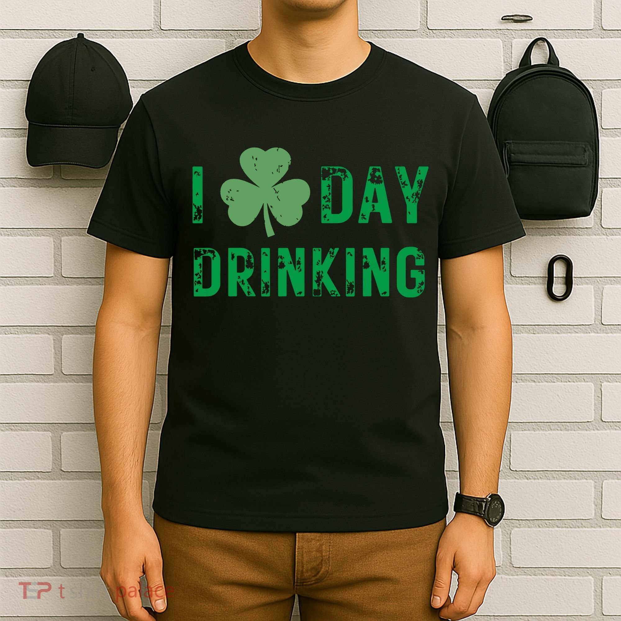 I Love Day Drinking Shamrock Heart Love St Paddys Day T-Shirt