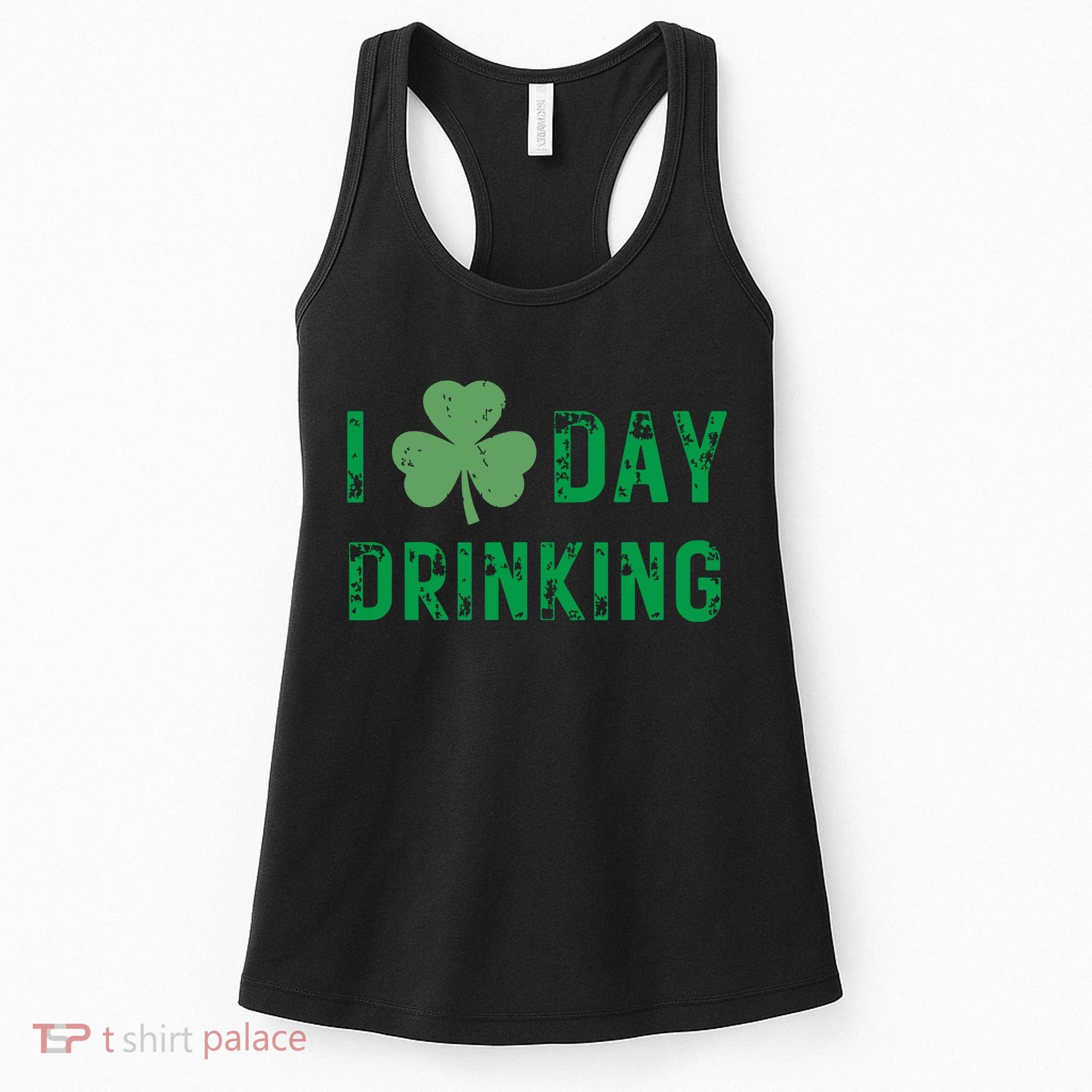 I Love Day Drinking Shamrock Heart Love St Paddys Day Women's Tank Top