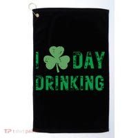 I Love Day Drinking Shamrock Heart Love St Paddys Day Golf Towel thumb 0