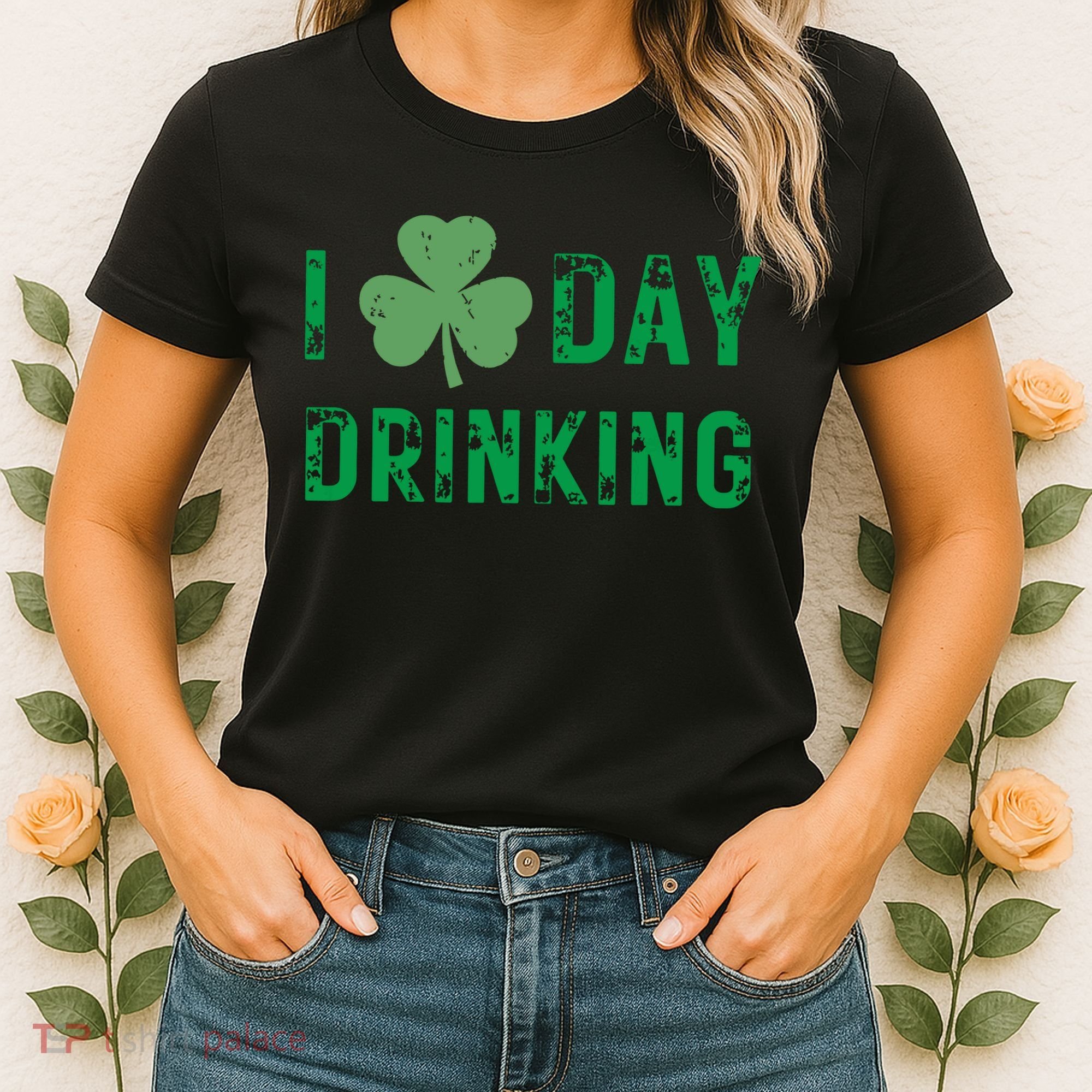 I Love Day Drinking Shamrock Heart Love St Paddys Day Women's T-Shirt