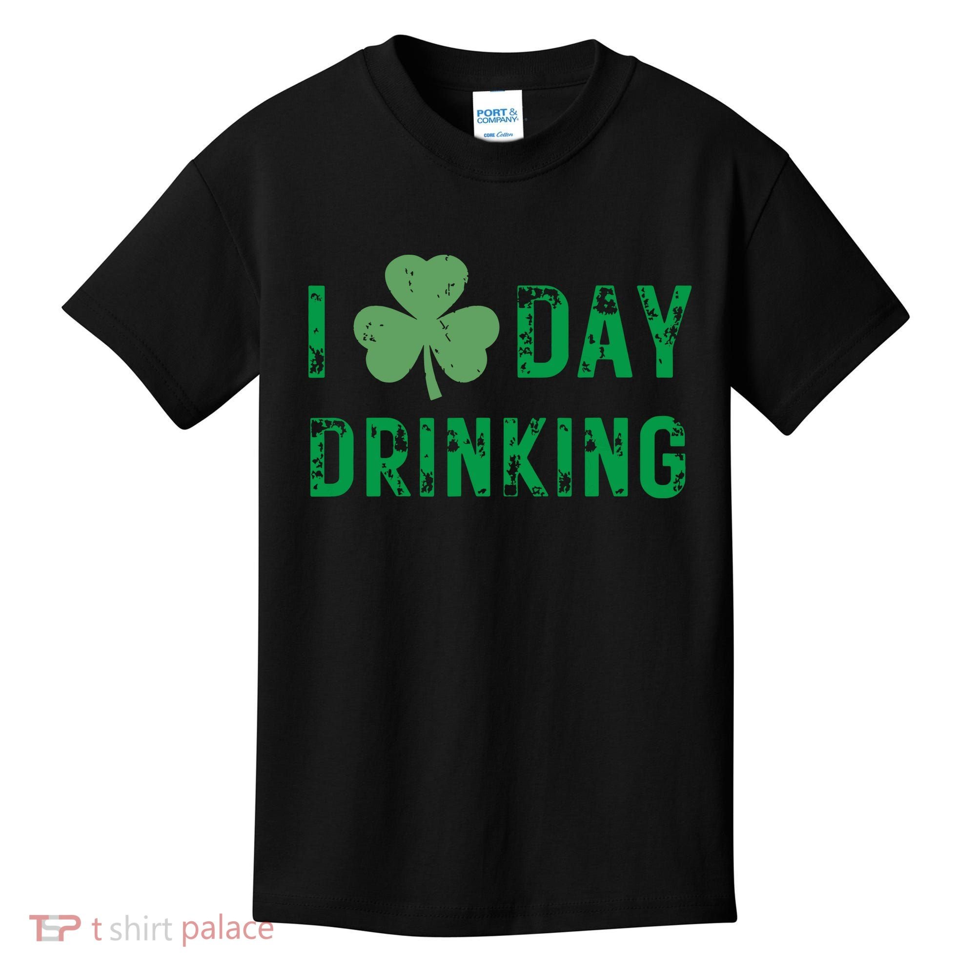 I Love Day Drinking Shamrock Heart Love St Paddys Day Kids T-Shirt