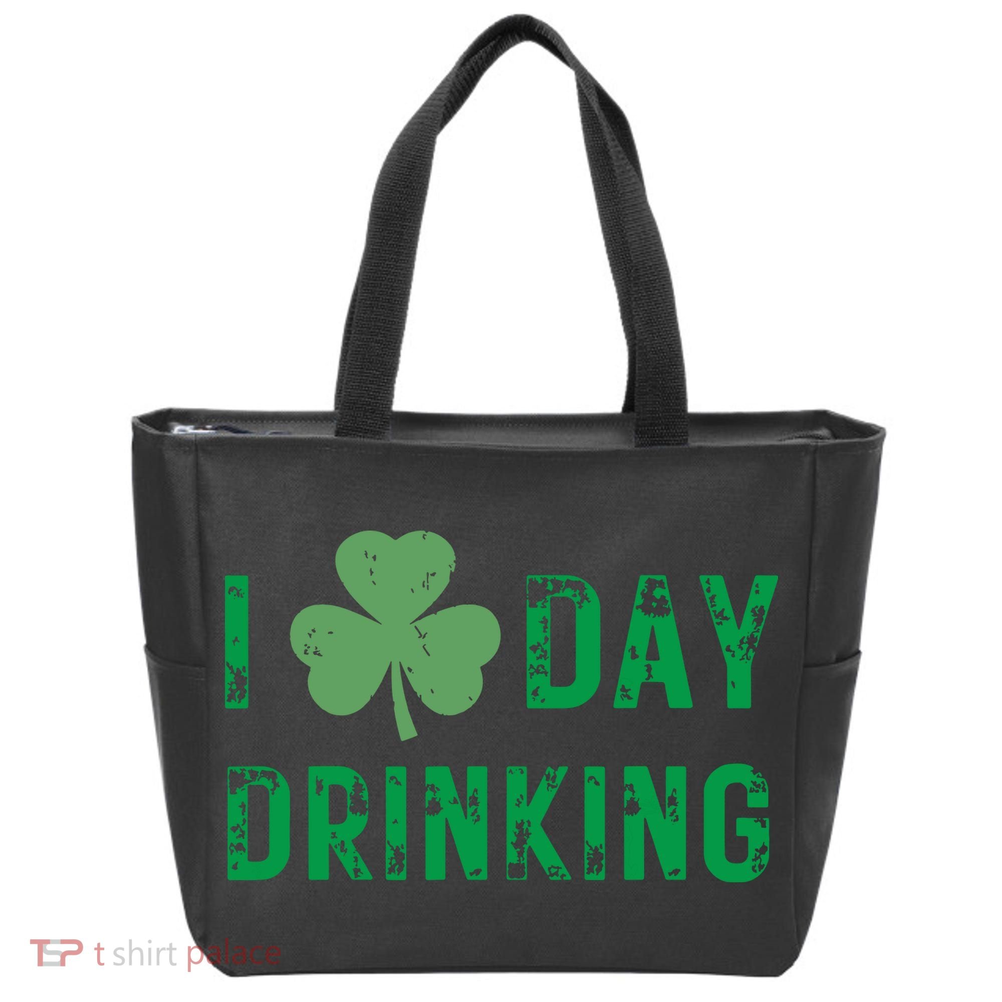 I Love Day Drinking Shamrock Heart Love St Paddys Day Tote Bag