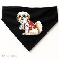I Love Dad Tattoo Shih Tzu Dad Funny Fathers Day Gift USA-Made Doggie Bandana thumb 0