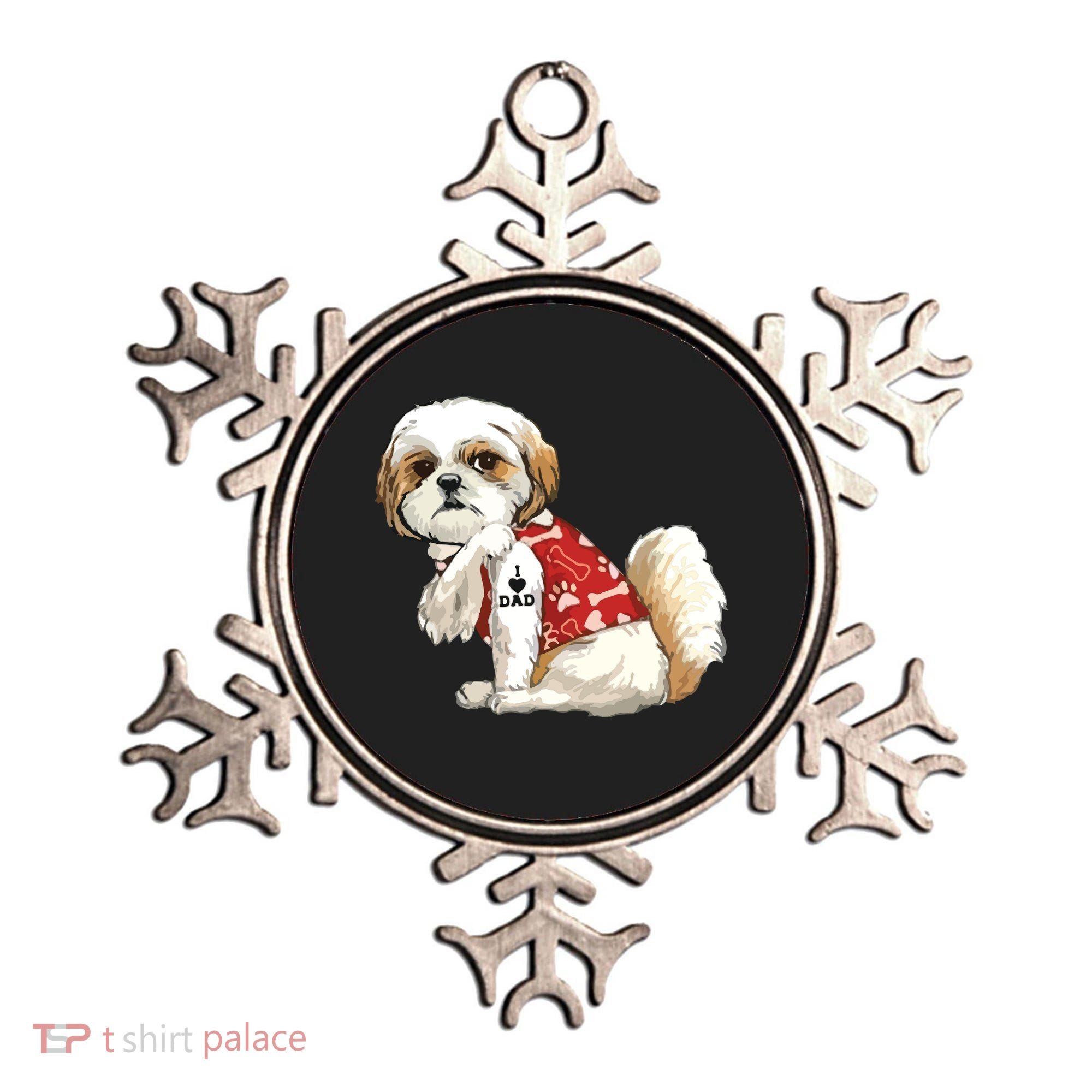 I Love Dad Tattoo Shih Tzu Dad Funny Fathers Day Gift Ornament
