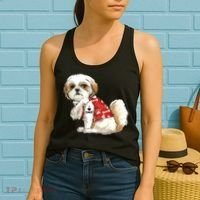 I Love Dad Tattoo Shih Tzu Dad Funny Fathers Day Gift Women's Tank Top thumb 2