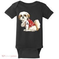 I Love Dad Tattoo Shih Tzu Dad Funny Fathers Day Gift Baby Bodysuit thumb 0