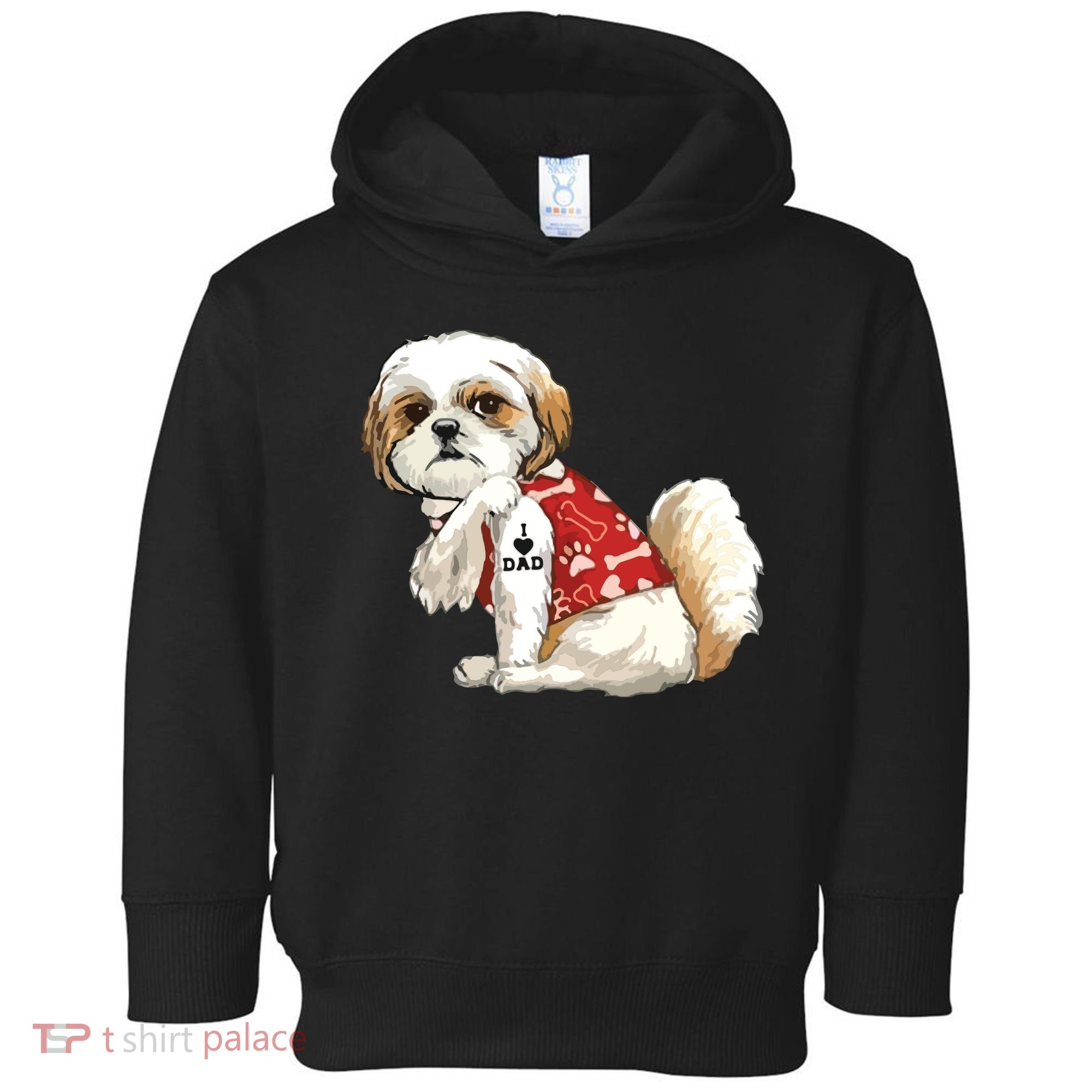 I Love Dad Tattoo Shih Tzu Dad Funny Fathers Day Gift Toddler Hoodie