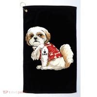 I Love Dad Tattoo Shih Tzu Dad Funny Fathers Day Gift Golf Towel thumb 0