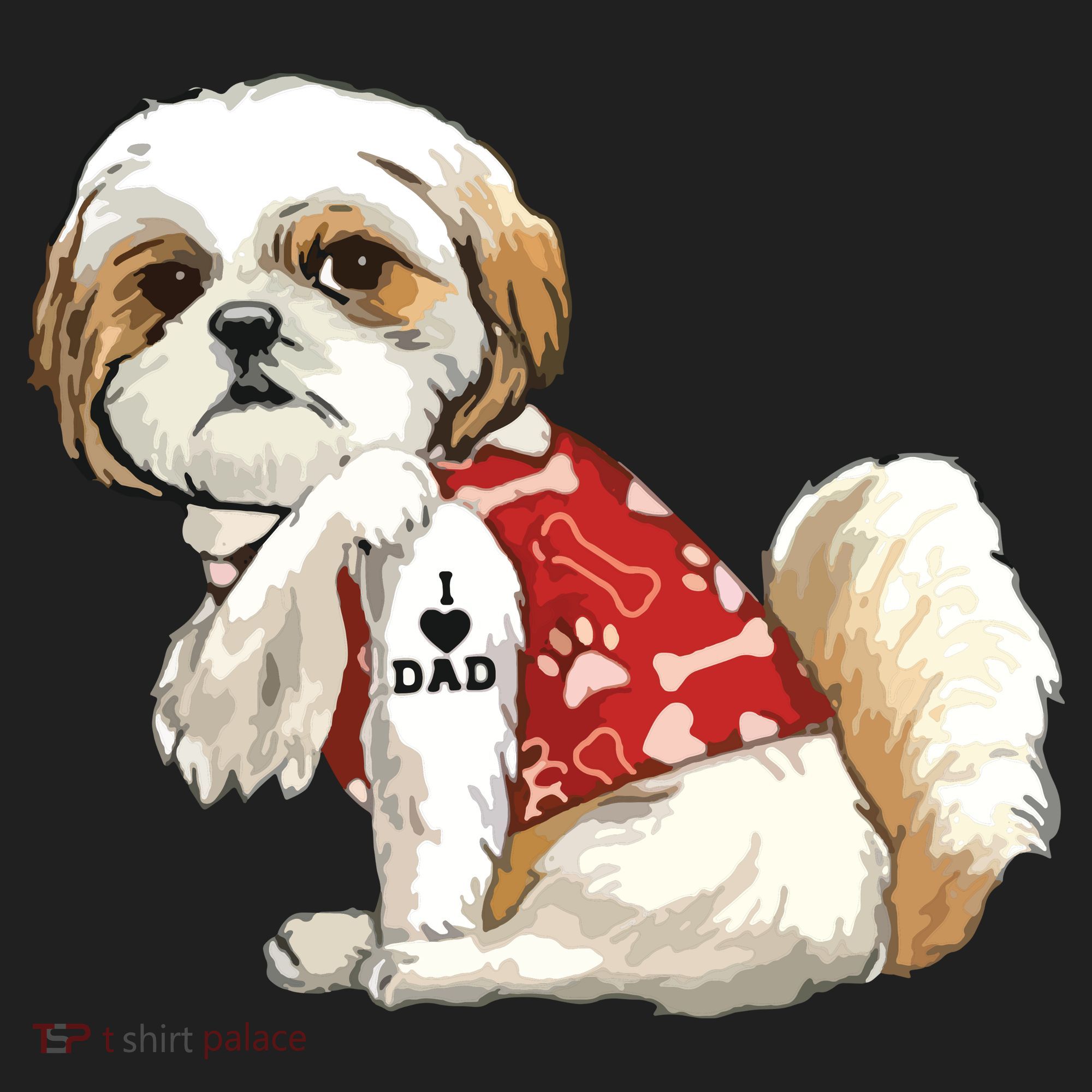 I Love Dad Tattoo Shih Tzu Dad Funny Fathers Day Gift Golf Towel