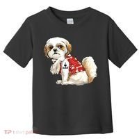 I Love Dad Tattoo Shih Tzu Dad Funny Fathers Day Gift Toddler T-Shirt thumb 0