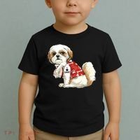 I Love Dad Tattoo Shih Tzu Dad Funny Fathers Day Gift Toddler T-Shirt thumb 2