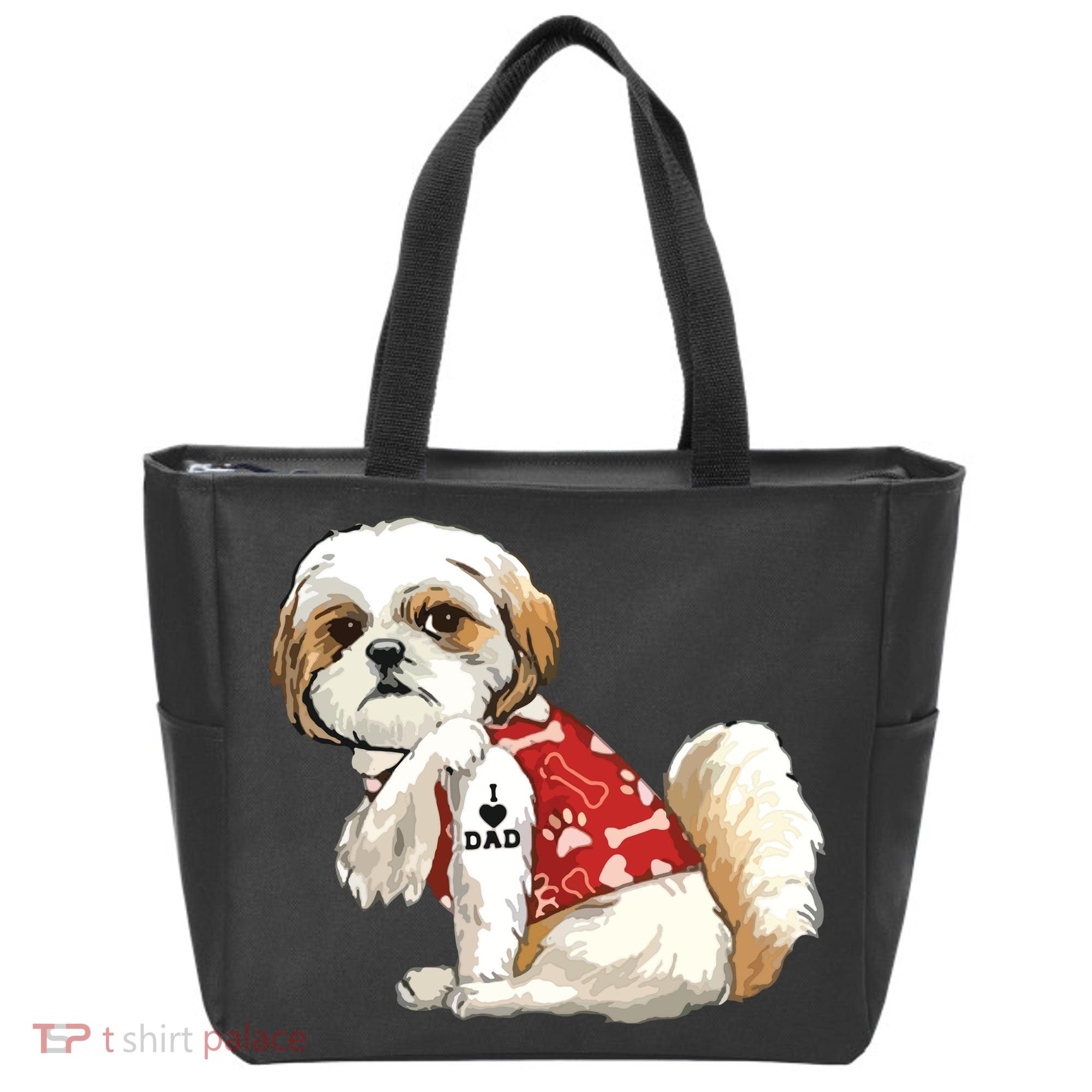 I Love Dad Tattoo Shih Tzu Dad Funny Fathers Day Gift Tote Bag