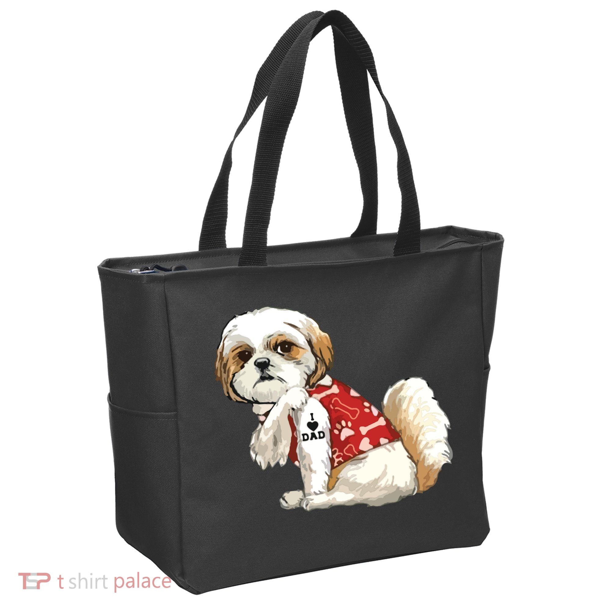 I Love Dad Tattoo Shih Tzu Dad Funny Fathers Day Gift Tote Bag