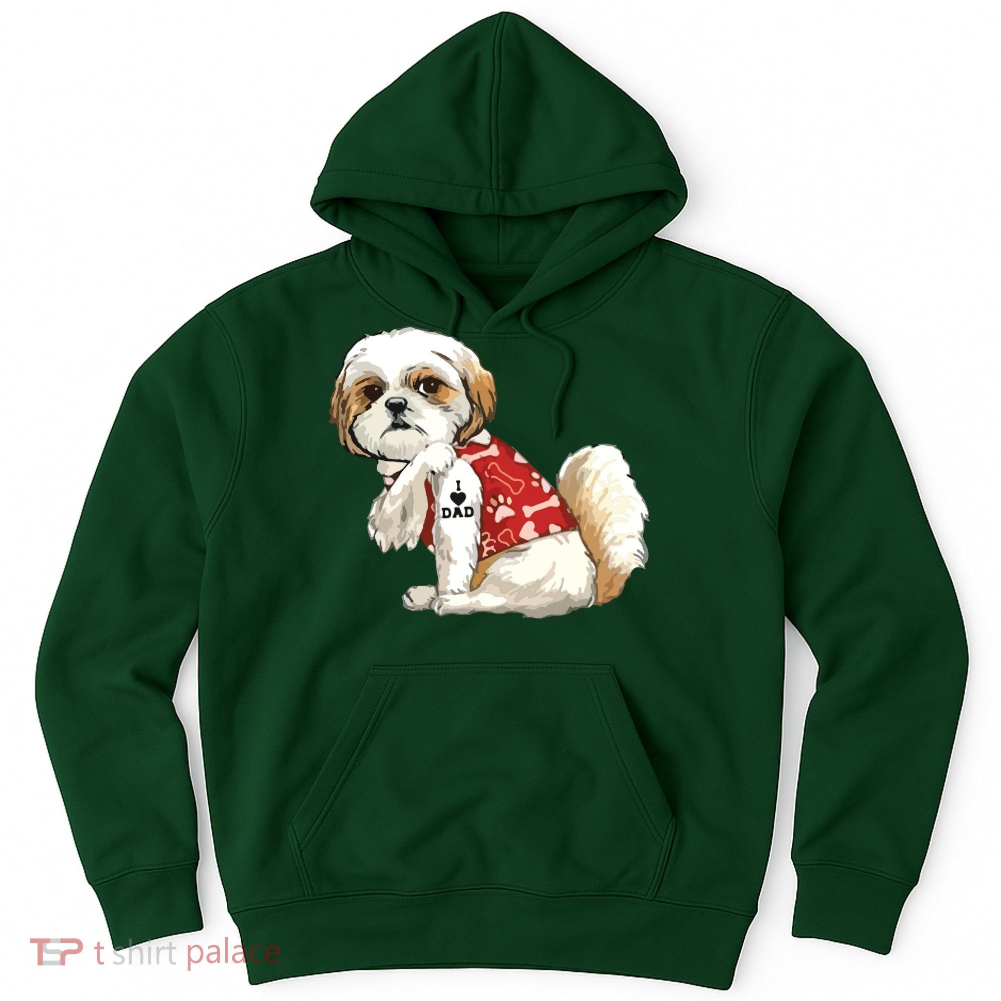 I Love Dad Tattoo Shih Tzu Dad Funny Fathers Day Gift Hoodie
