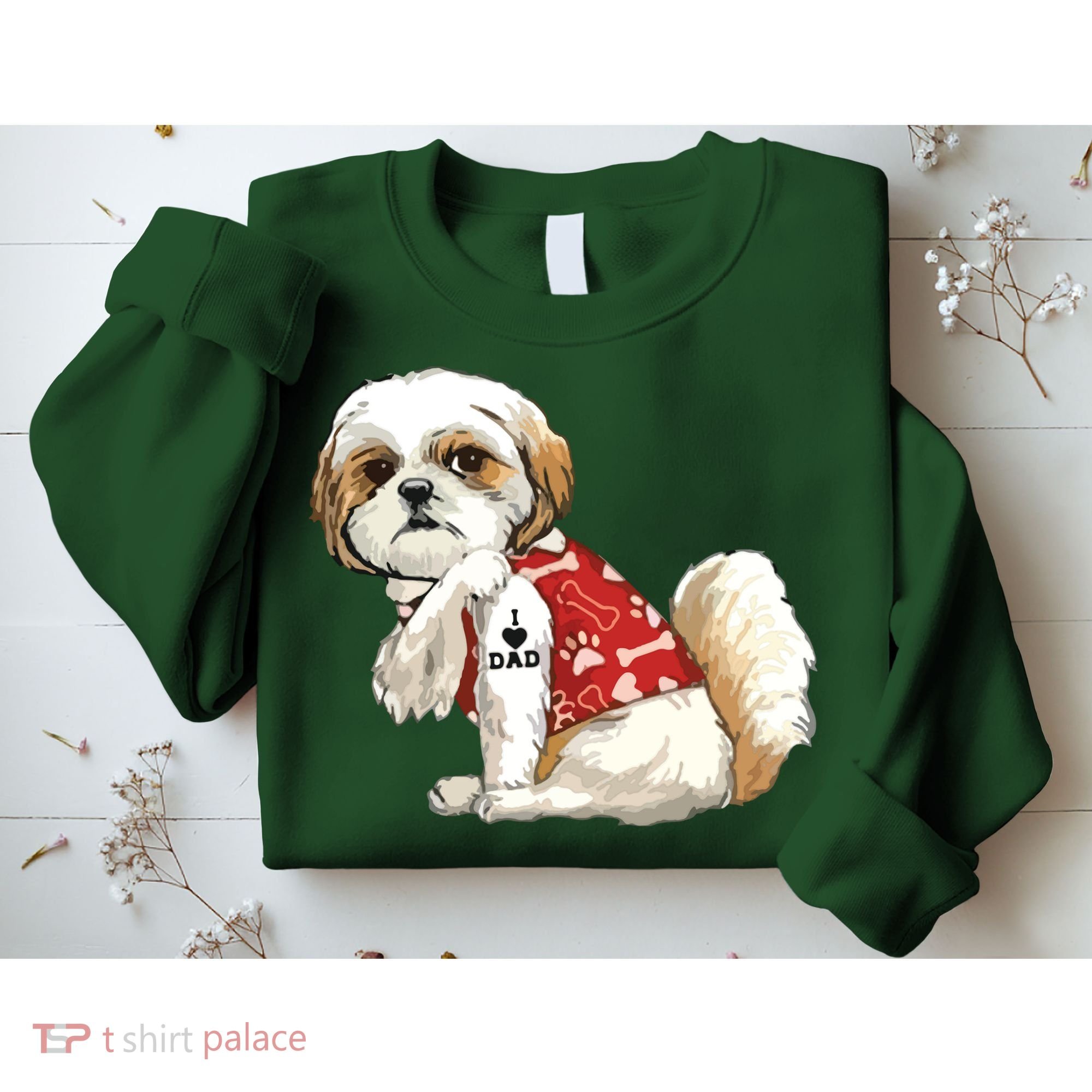 I Love Dad Tattoo Shih Tzu Dad Funny Fathers Day Gift Sweatshirt