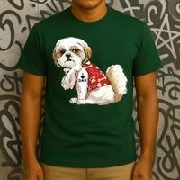 I Love Dad Tattoo Shih Tzu Dad Funny Fathers Day Gift T-Shirt thumb 3